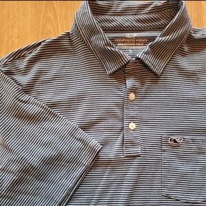 Vineyard Vines Polo Shirt Mens Large Short Sleeve Blue Striped